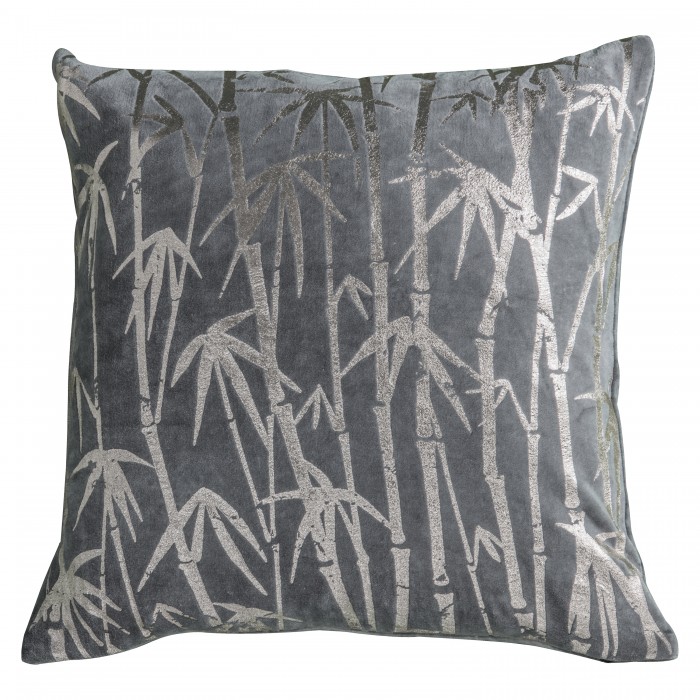 Bamboo Palm Metallic Cushion Grey 